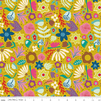 The Genesis of a Journey Along the Way Cream - Riley Blake Designs - Cotton Fabric by the yard - C16931 - CURRY - Ray of Sonshine Design