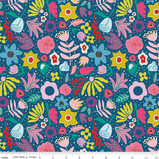 The Genesis of a Journey Along the Way Denim - Riley Blake Designs - Cotton Fabric by the yard - C16931 - DENIM - Ray of Sonshine Design