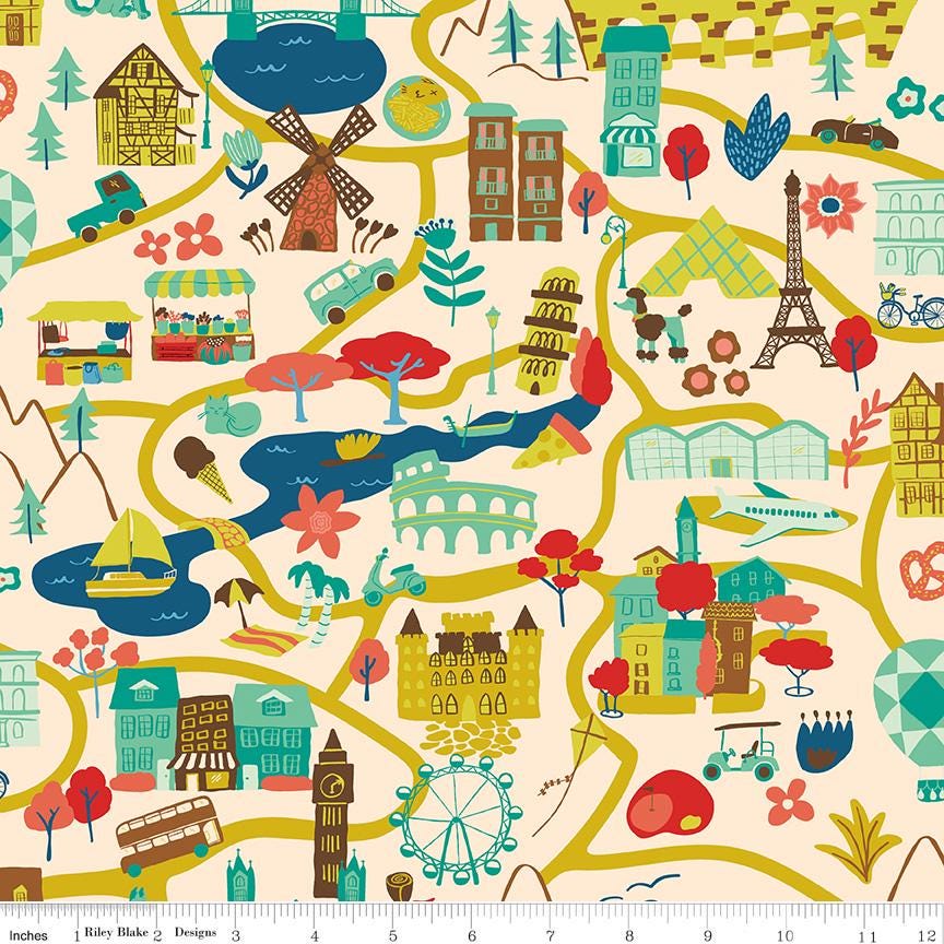The Genesis of a Journey It Takes a Village Cream - Riley Blake Designs - Cotton Fabric by the yard - C16930 - CREAM - Ray of Sonshine Design