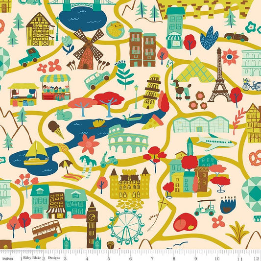 The Genesis of a Journey It Takes a Village Cream - Riley Blake Designs - Cotton Fabric by the yard - C16930 - CREAM - Ray of Sonshine Design