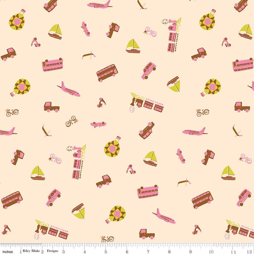 The Genesis of a Journey Modes of Travel Cream - Riley Blake Designs - Cotton Fabric by the yard - C16932 - CREAM - Ray of Sonshine Design