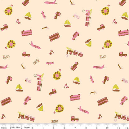 The Genesis of a Journey Modes of Travel Cream - Riley Blake Designs - Cotton Fabric by the yard - C16932 - CREAM - Ray of Sonshine Design