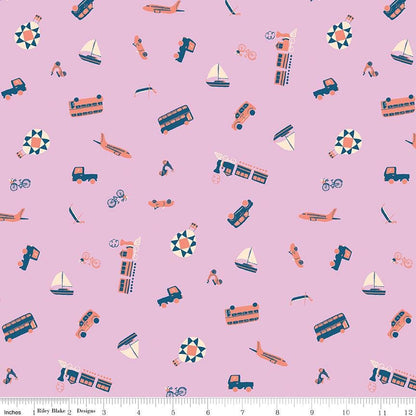 The Genesis of a Journey Modes of Travel Wisteria - Riley Blake Designs - Cotton Fabric by the yard - C16932 - WISTERIA - Ray of Sonshine Design