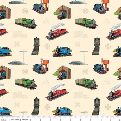 Thomas & Friends 80th Anniversary Main Cream Fabric by the Yard or Fat Quarter | Riley Blake Designs - Ray of Sonshine Design