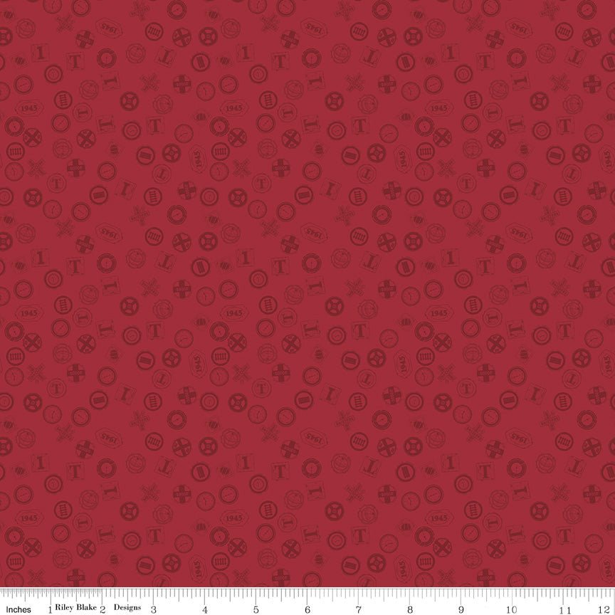 Thomas & Friends™ 80th Anniversary Railroad Signs Red Fabric by the Yard or Fat Quarter | Riley Blake Designs - Ray of Sonshine Design