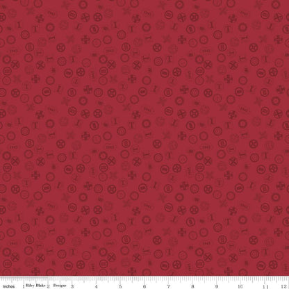 Thomas & Friends™ 80th Anniversary Railroad Signs Red Fabric by the Yard or Fat Quarter | Riley Blake Designs - Ray of Sonshine Design