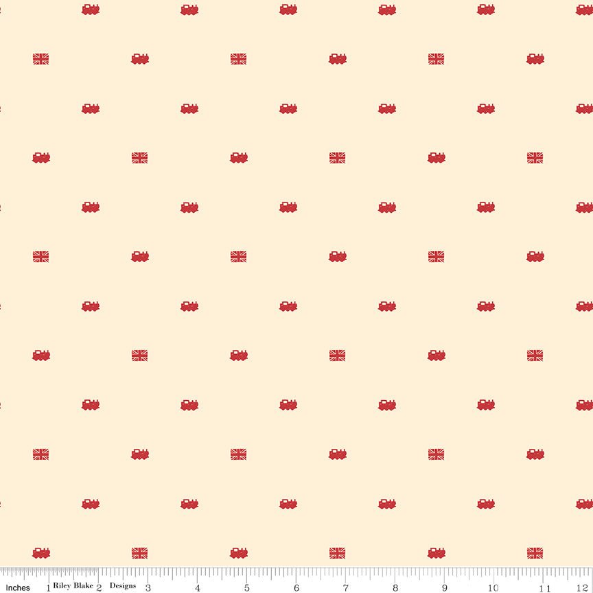 Thomas & Friends 80th Anniversary Train Dots Cream Fabric by the Yard or Fat Quarter | Riley Blake Designs - Ray of Sonshine Design