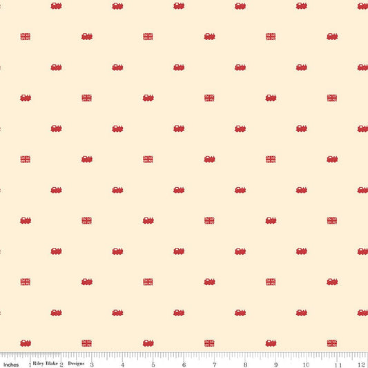 Thomas & Friends 80th Anniversary Train Dots Cream Fabric by the Yard or Fat Quarter | Riley Blake Designs - Ray of Sonshine Design