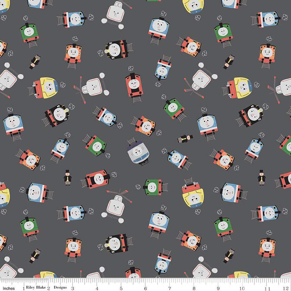 Thomas & Friends™ Sodor Railway Toss Charcoal - Riley Blake Designs - Cotton Fabric by the yard - C15082 - CHARCOAL - Ray of Sonshine Design