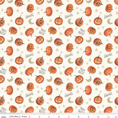 Trick or Treat Pumpkin Cream - Riley Blake Designs - Cotton Fabric by the yard - Ray of Sonshine Design