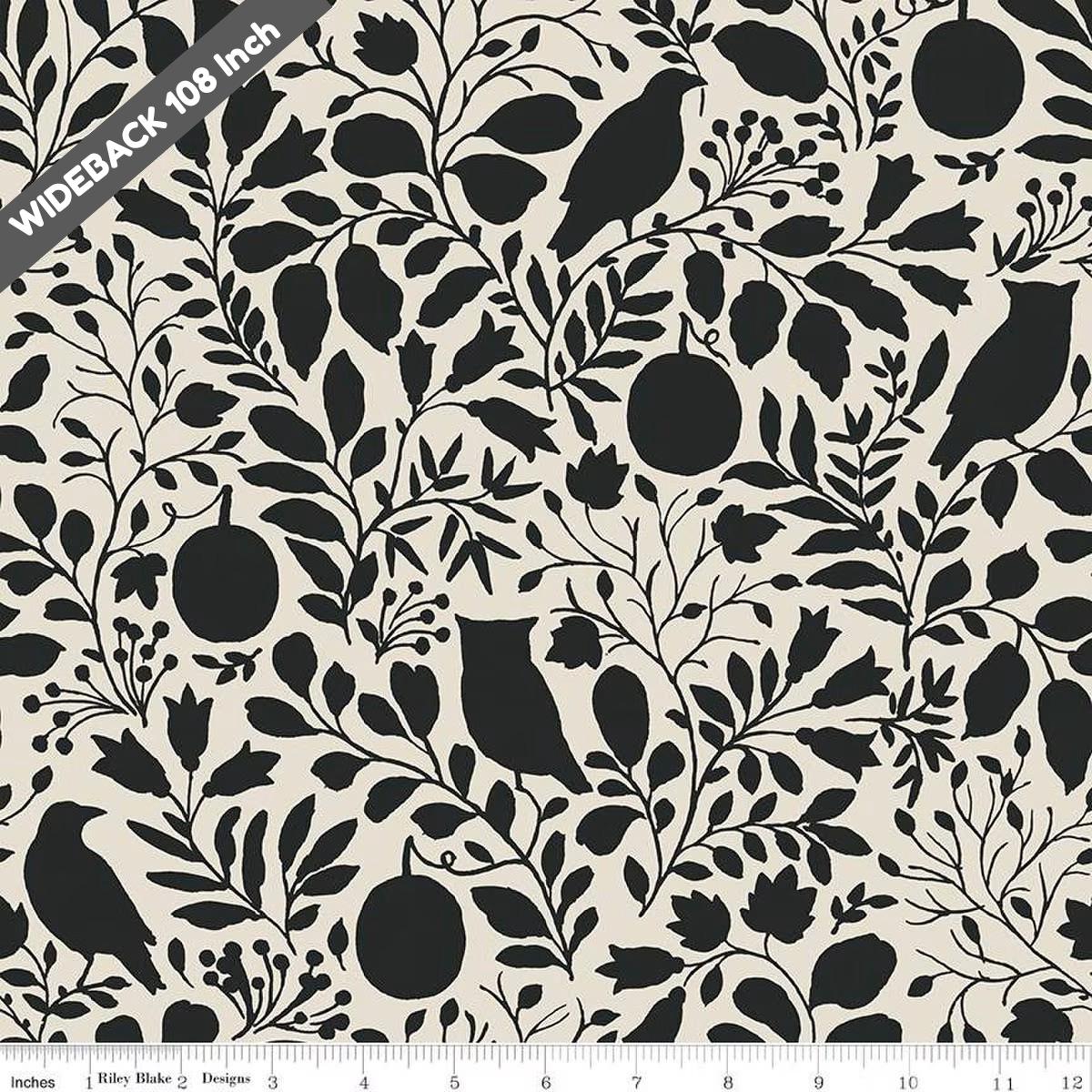 Trick or Treat Silhouette Cream - Black Riley Blake 107/108" Wide Back Cotton Fabric - WB15967 - CREAM - Ray of Sonshine Design
