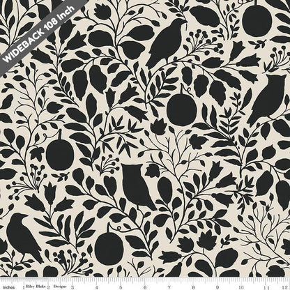 Trick or Treat Silhouette Cream - Black Riley Blake 107/108" Wide Back Cotton Fabric - WB15967 - CREAM - Ray of Sonshine Design