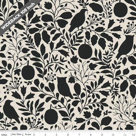 Trick or Treat Silhouette Cream - Black Riley Blake 107/108" Wide Back Cotton Fabric - WB15967 - CREAM - Ray of Sonshine Design