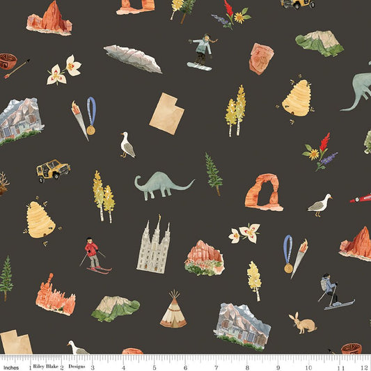 Utah Main Espresso Kelsey Carlson Riley Blake Fabric by the Yard - Ray of Sonshine Design