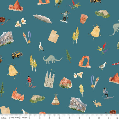 Utah Main Teal Kelsey Carlson Riley Blake Fabric by the Yard - Ray of Sonshine Design