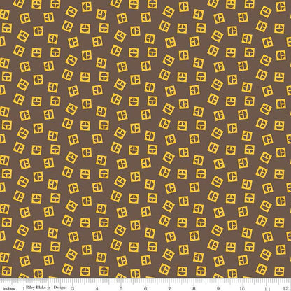 Vintage Caterpillar® Vintage Logo Toss Brown C13843 - BROWN - Riley Blake Designs - CAT Machinery - Quilting Cotton Fabric - Ray of Sonshine Design
