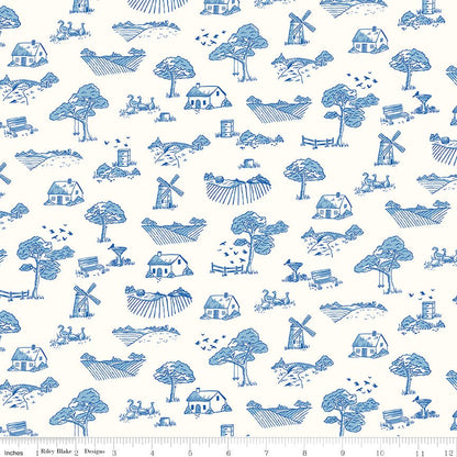Virginia Rose Toile Blue Riley Blake Designs Quilting Cotton Fabric by the Yard - Ray of Sonshine Design