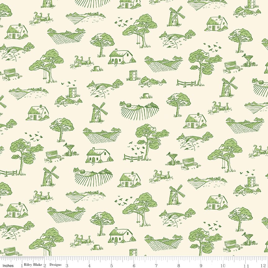 Virginia Rose Toile Green Riley Blake Designs Quilting Cotton Fabric by the Yard - Ray of Sonshine Design