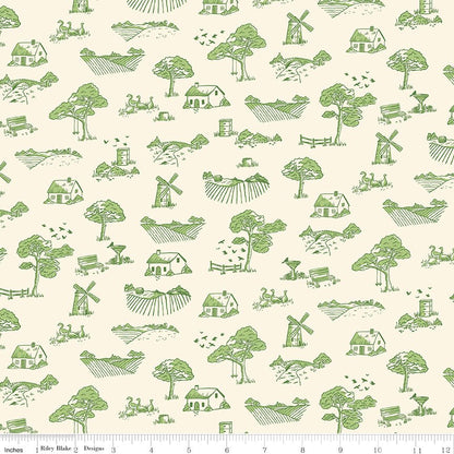 Virginia Rose Toile Green Riley Blake Designs Quilting Cotton Fabric by the Yard - Ray of Sonshine Design