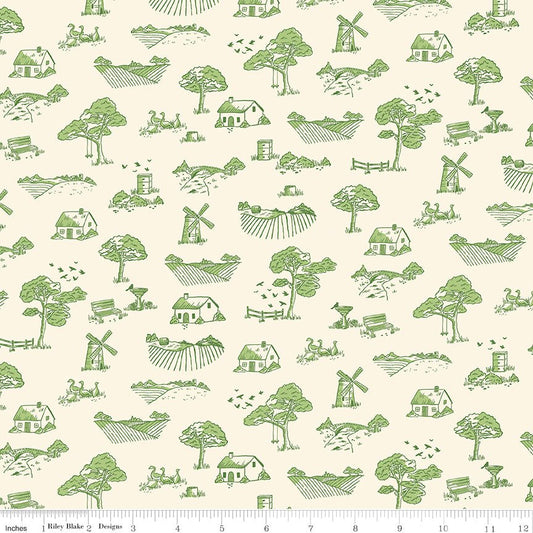 Virginia Rose Toile Green Riley Blake Designs Quilting Cotton Fabric by the Yard - Ray of Sonshine Design