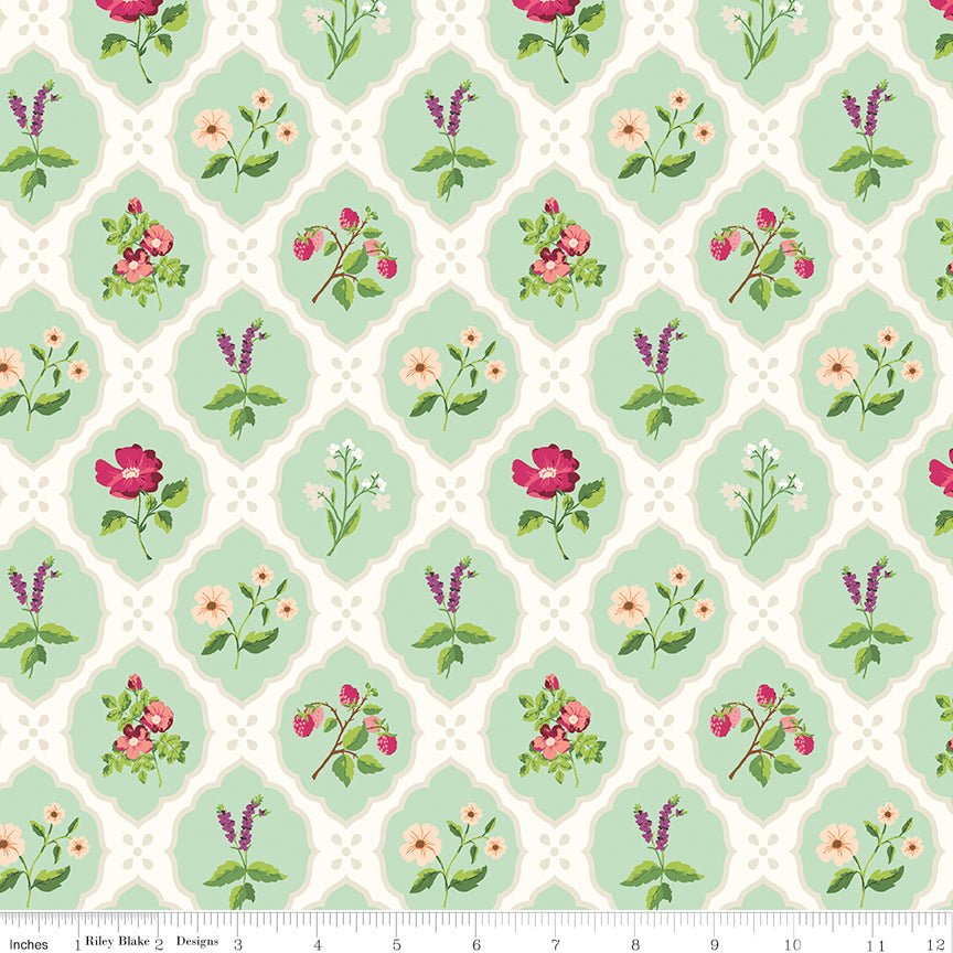 Virginia Rose Wallflower Mint Riley Blake Designs Quilting Cotton Fabric by the Yard - Ray of Sonshine Design