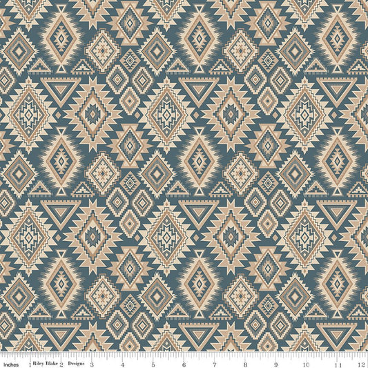 Whispering Pines Geometric Blue Fabric by the Yard - Ray of Sonshine Design