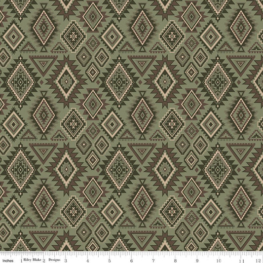 Whispering Pines Geometric Green Fabric by the Yard - Ray of Sonshine Design