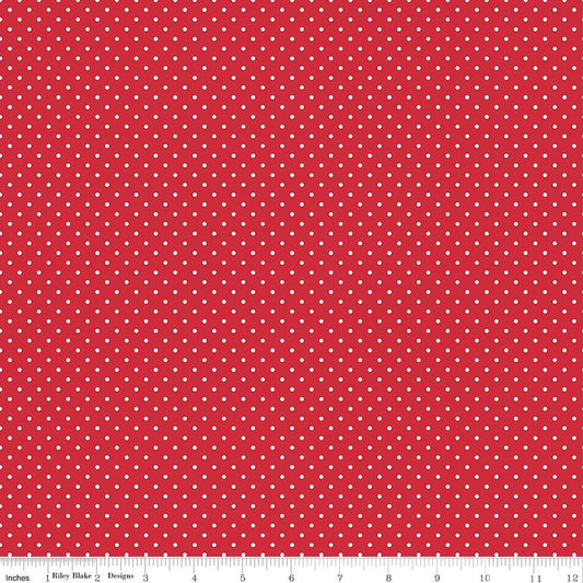 White Swiss Dot On Red - Ray of Sonshine Design