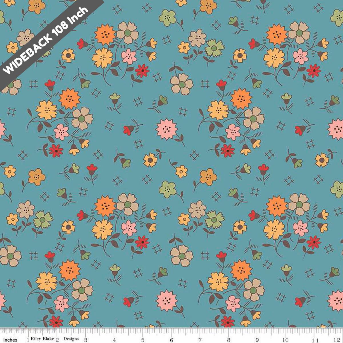 Wide Back Autumn Floral Raindrop - Black Riley Blake 107/108" Wide Quilting Cotton Fabric - WB14673 - RAINDROP - Ray of Sonshine Design