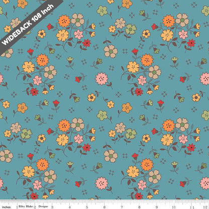 Wide Back Autumn Floral Raindrop - Black Riley Blake 107/108" Wide Quilting Cotton Fabric - WB14673 - RAINDROP - Ray of Sonshine Design