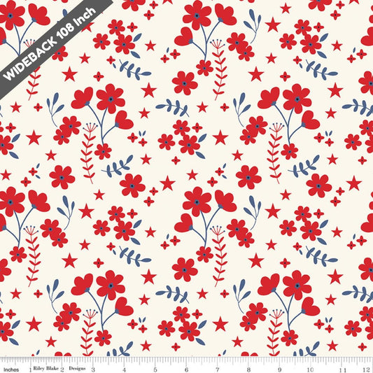 Wide Back Ditsy Floral Multi Freedom Garden - Black Riley Blake 107/108" Wide Quilting Cotton Fabric - WB15628 - MULTI - Ray of Sonshine Design