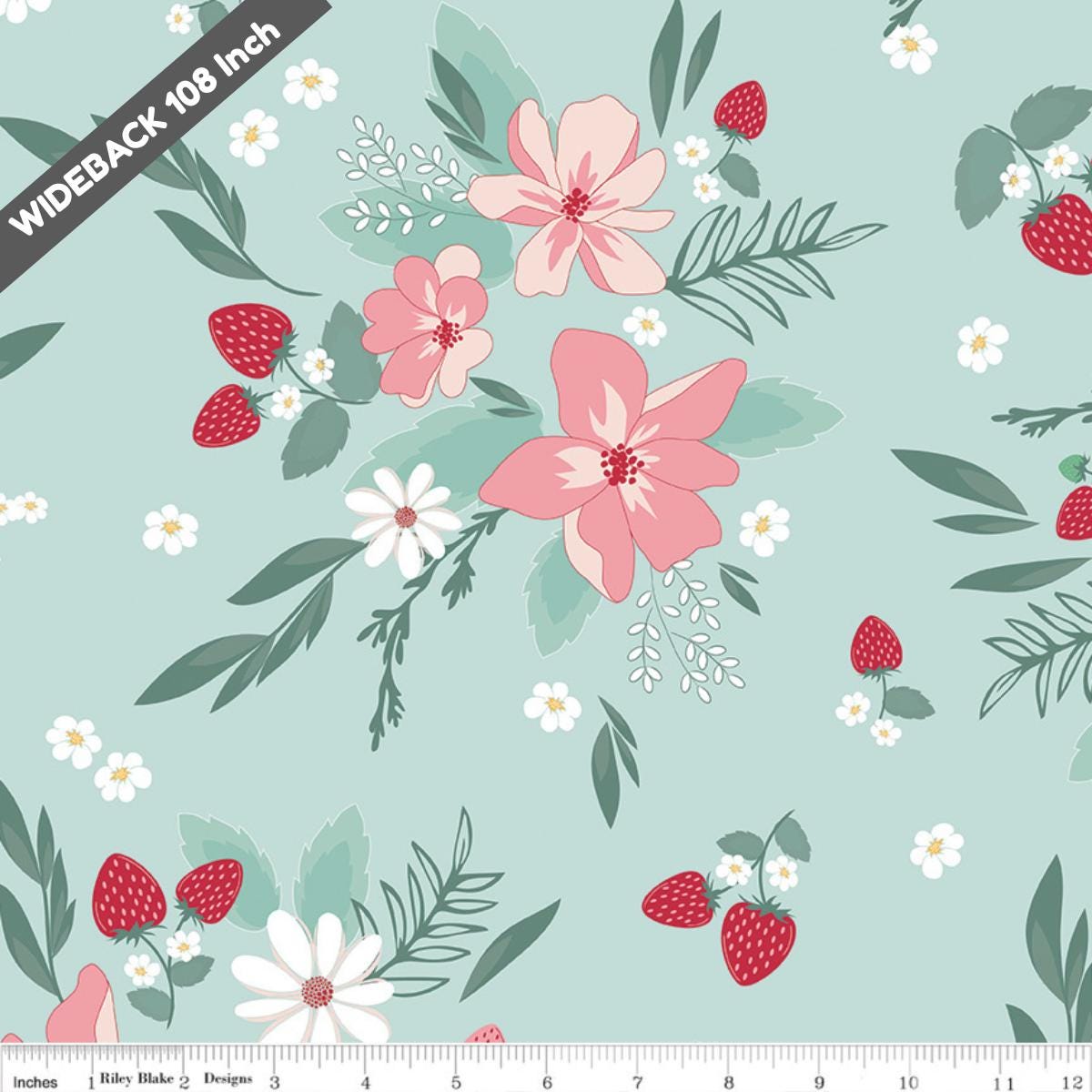 Wide Back Floral Songbird Berry Market - Black Riley Blake 107/108" Wide Quilting Cotton Fabric - WB15749 - SONGBIRD - Ray of Sonshine Design
