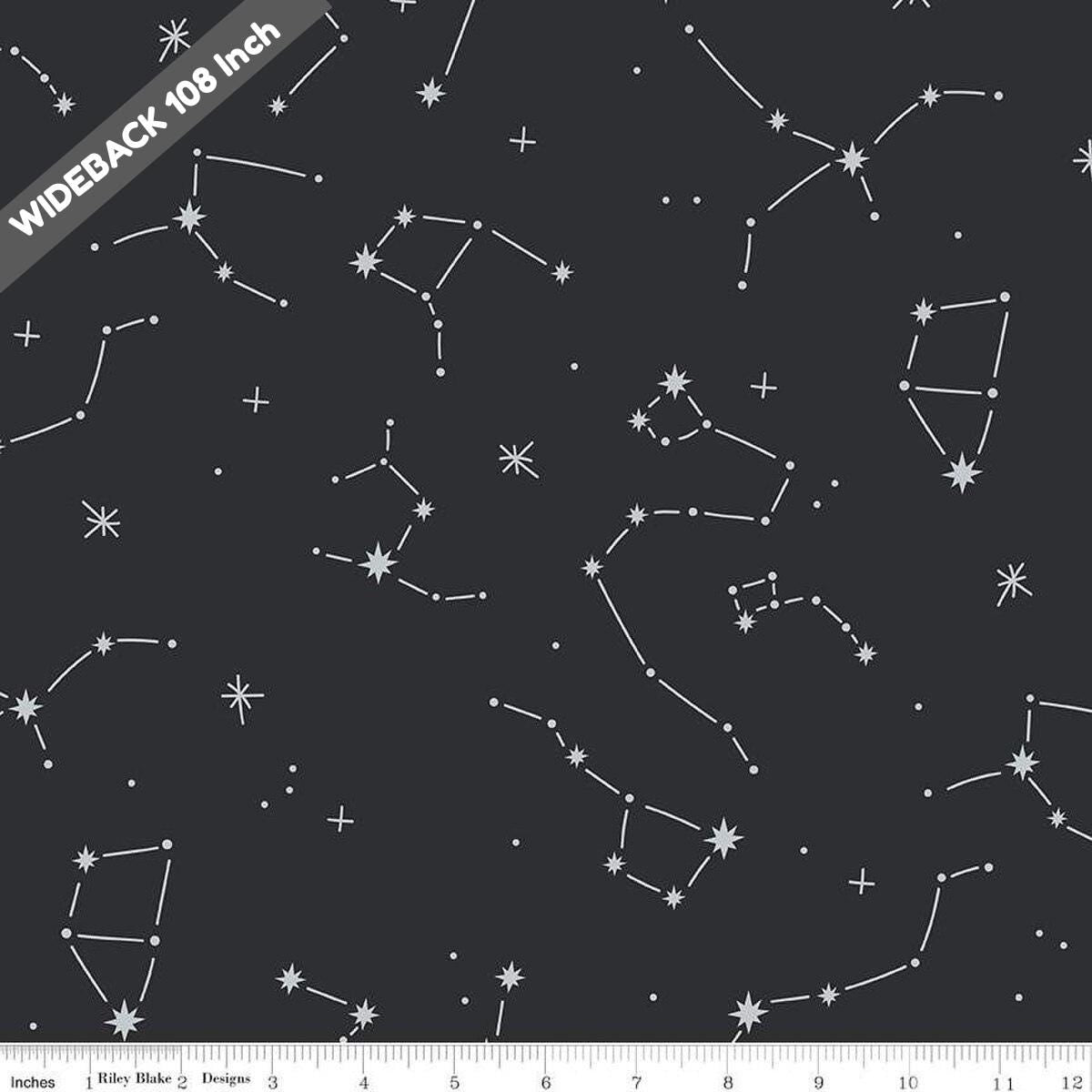 Wide Back Hoist the Sails Constellation WB14205 - BLACK - Black Riley Blake 107/108" Wide Quilting Cotton Fabric - Ray of Sonshine Design