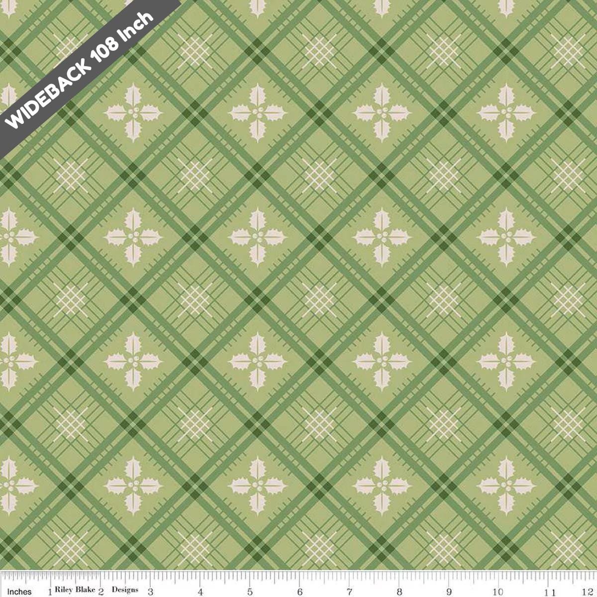 Wide Back Home Town Holiday Holly Lettuce - Black Riley Blake 107/108" Wide Quilting Cotton Fabric - WB14927 - LETTUCE - Ray of Sonshine Design
