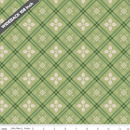 Wide Back Home Town Holiday Holly Lettuce - Black Riley Blake 107/108" Wide Quilting Cotton Fabric - WB14927 - LETTUCE - Ray of Sonshine Design
