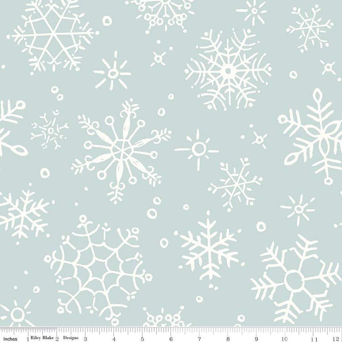 Wide Back Magical Winterland Snowflake Blue - WB14949 - BLUE - Black Riley Blake 107/108" Wide Quilting Cotton Fabric - Ray of Sonshine Design