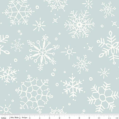 Wide Back Magical Winterland Snowflake Blue - WB14949 - BLUE - Black Riley Blake 107/108" Wide Quilting Cotton Fabric - Ray of Sonshine Design