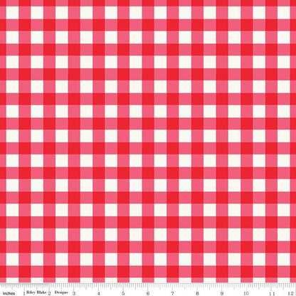 Wide Back Picnic Florals Gingham Red - WB14618 - RED - Black Riley Blake 107/108" Wide Quilting Cotton Fabric - Ray of Sonshine Design
