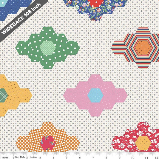 Wide Back Simple Pleasures Diamond Ivory - Black Riley Blake 107/108" Wide Quilting Cotton Fabric - Ray of Sonshine Design