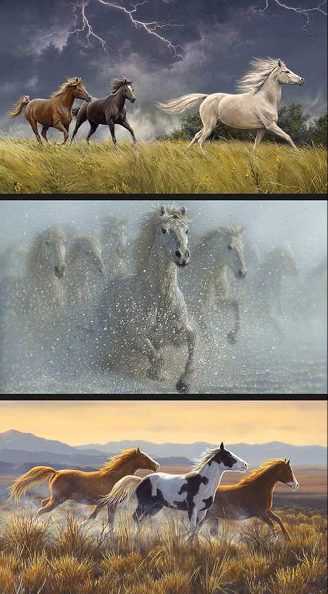 Wild Horses Pillow Panel - PD15533 - PILLOW - Riley Blake Designs - Horse Fabric - Cotton Fabric by the yard - Ray of Sonshine Design