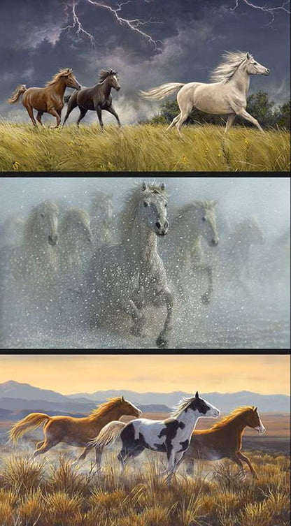 Wild Horses Pillow Panel - PD15533 - PILLOW - Riley Blake Designs - Horse Fabric - Cotton Fabric by the yard - Ray of Sonshine Design