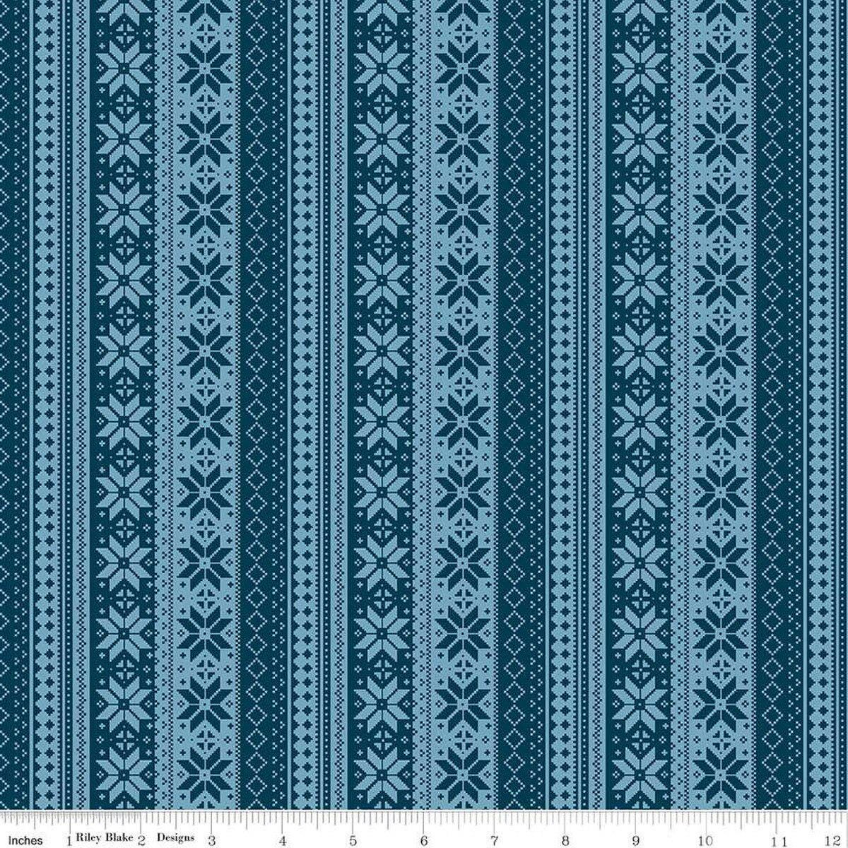 Winter Magic Sweater Stripe Navy - Riley Blake Designs - Quilting Cotton Fabric by the yard - Festive - C16364 - NAVY - Ray of Sonshine Design