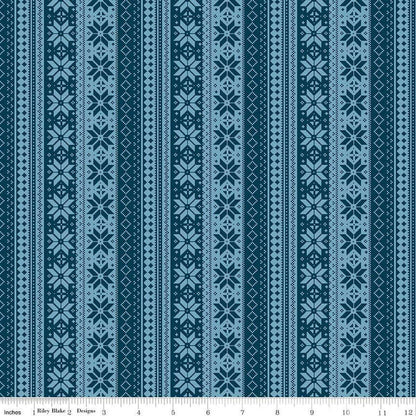 Winter Magic Sweater Stripe Navy - Riley Blake Designs - Quilting Cotton Fabric by the yard - Festive - C16364 - NAVY - Ray of Sonshine Design