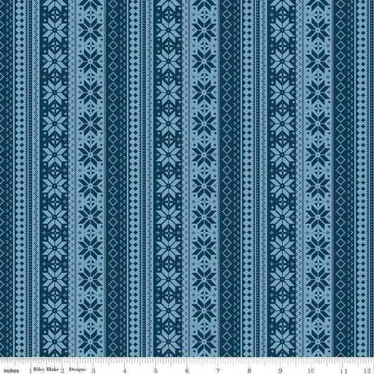 Winter Magic Sweater Stripe Navy - Riley Blake Designs - Quilting Cotton Fabric by the yard - Festive - C16364 - NAVY - Ray of Sonshine Design