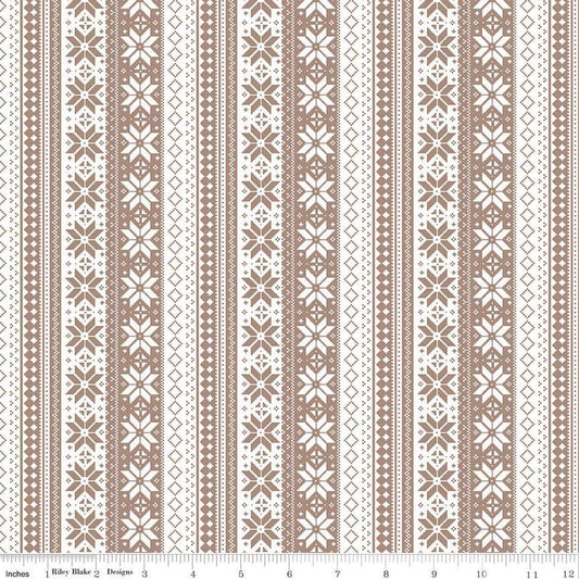 Winter Magic Sweater Stripe Tea Dye - Riley Blake Designs - Quilting Cotton Fabric by the yard - Festive - C16364 - TEADYE - Ray of Sonshine Design