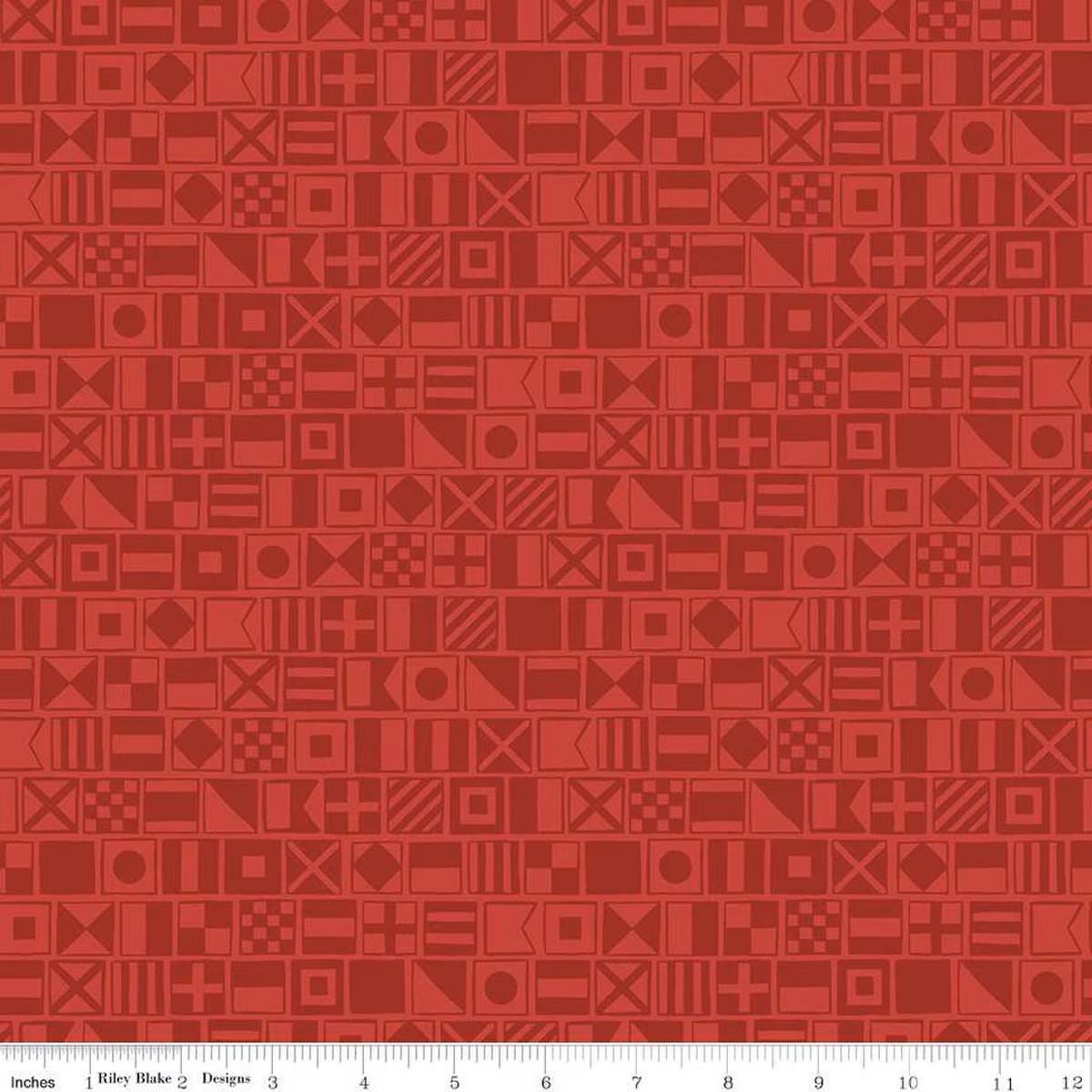 Yacht Club Flags Red - Riley Blake Designs - Cotton Fabric by the yard - C15921 - RED - Ray of Sonshine Design