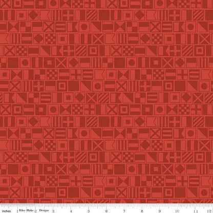 Yacht Club Flags Red - Riley Blake Designs - Cotton Fabric by the yard - C15921 - RED - Ray of Sonshine Design