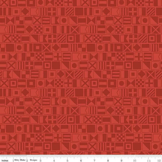 Yacht Club Flags Red - Riley Blake Designs - Cotton Fabric by the yard - C15921 - RED - Ray of Sonshine Design