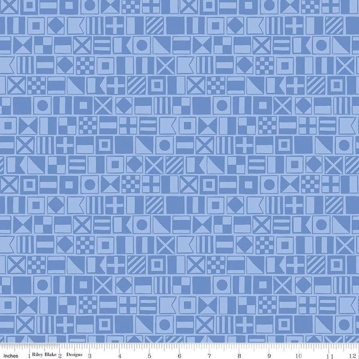 Yacht Club Flags Sky - Riley Blake Designs - Cotton Fabric by the yard - C15921 - SKY - Ray of Sonshine Design