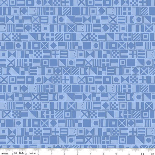 Yacht Club Flags Sky - Riley Blake Designs - Cotton Fabric by the yard - C15921 - SKY - Ray of Sonshine Design